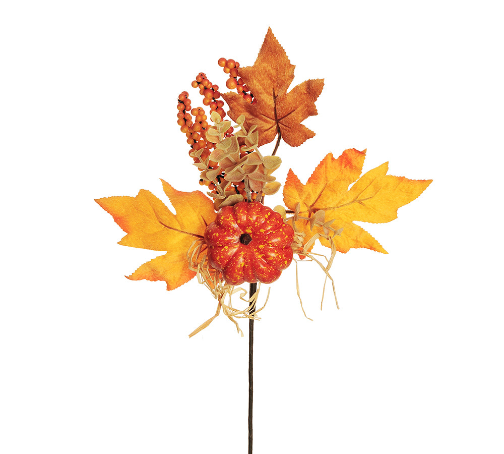 Pick Zucca Bacche Foglie Cm 37 Decorazioni Addobbi Autunno