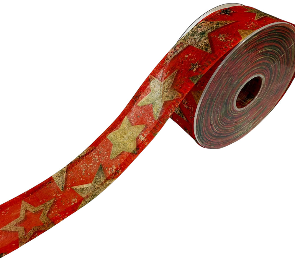 Nastro Decofibra Star Mm 40 Mt 25 Decorazioni Addobbi Natale