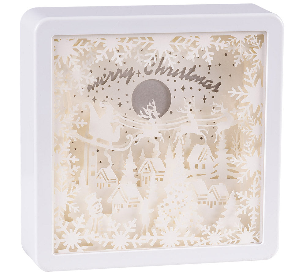 Quadro Paesaggio Papercut Luci 16x16 Addobbi Natale
