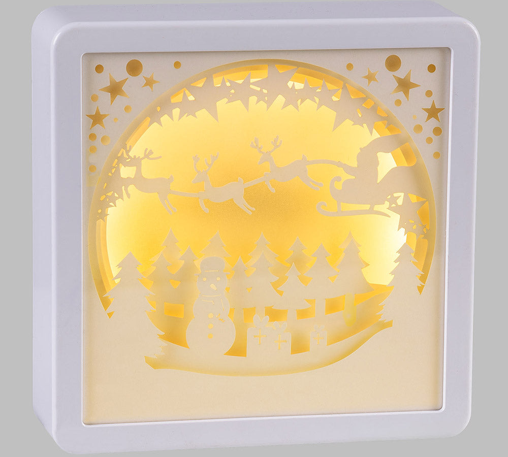 Quadro Paesaggio Papercut Luci 16x16 Addobbi Natale