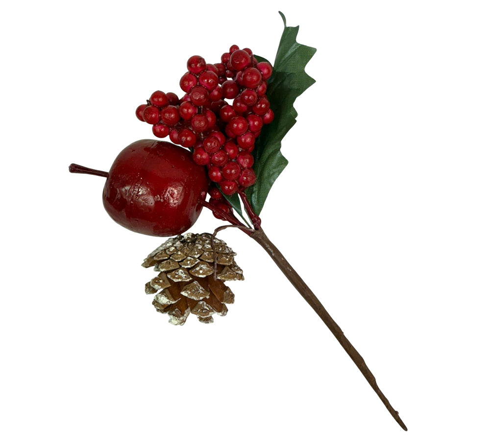 Pick Mela Pigna Bacche Pz 12 Decorazioni Natale