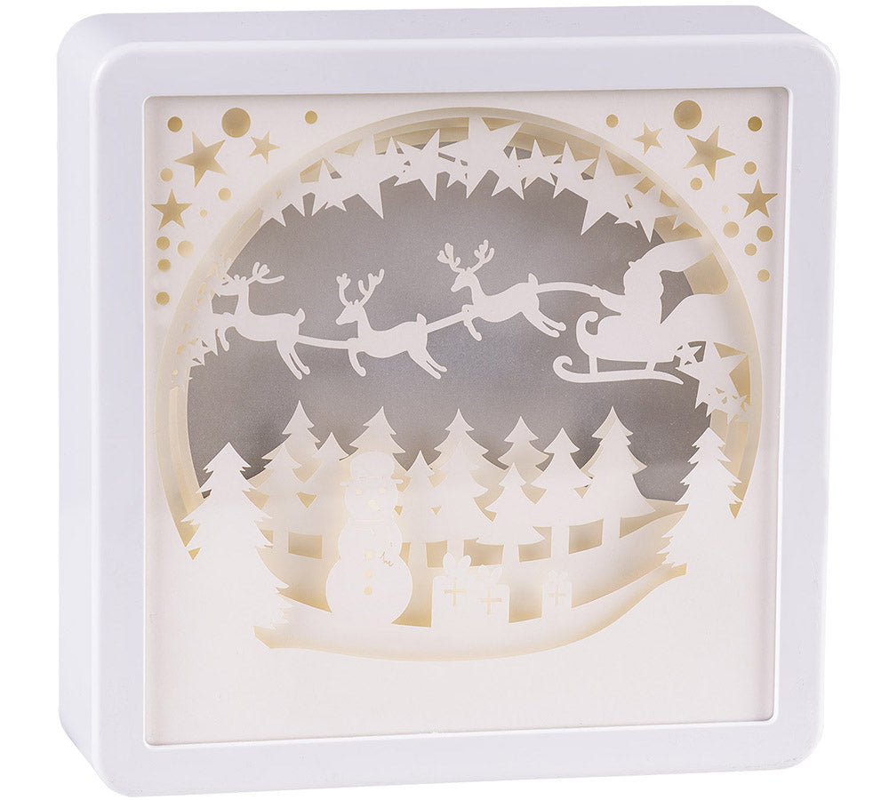Quadro Paesaggio Papercut Luci 16x16 Addobbi Natale