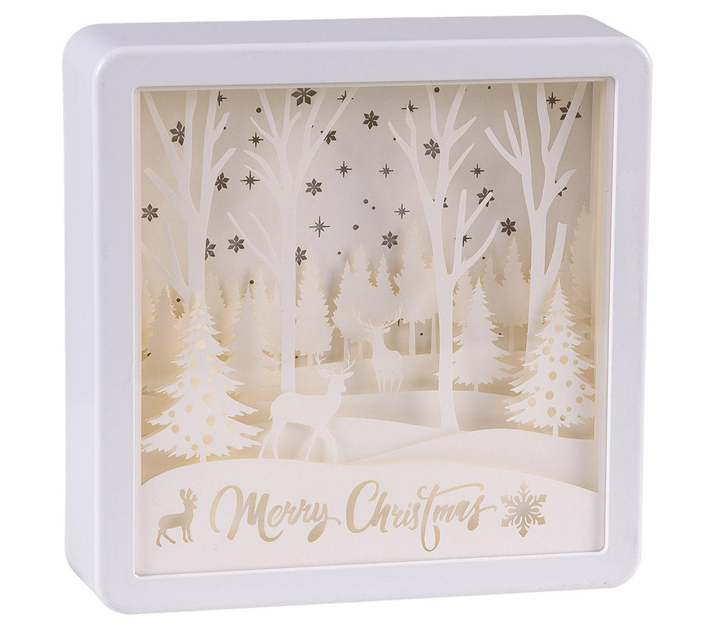 Quadro Paesaggio Papercut Luci 16x16 Addobbi Natale