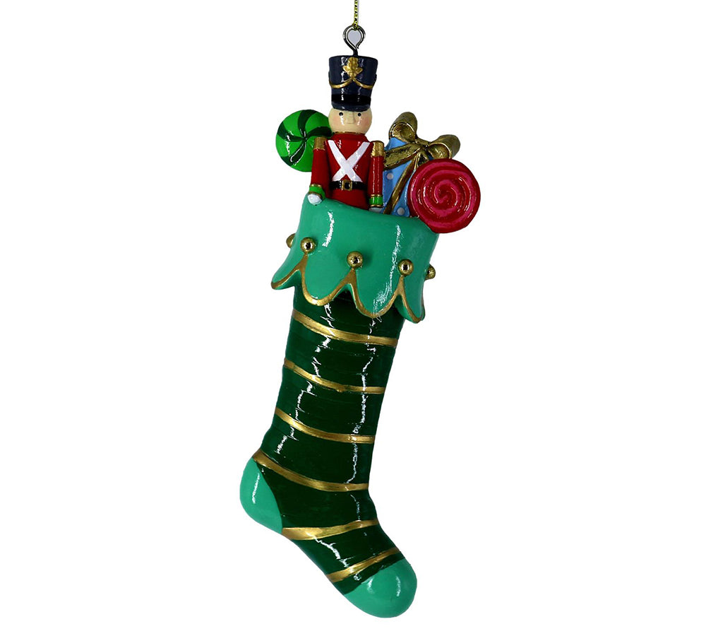 Calza Resina Soldato Orsetto Decorazioni Addobbi Natale