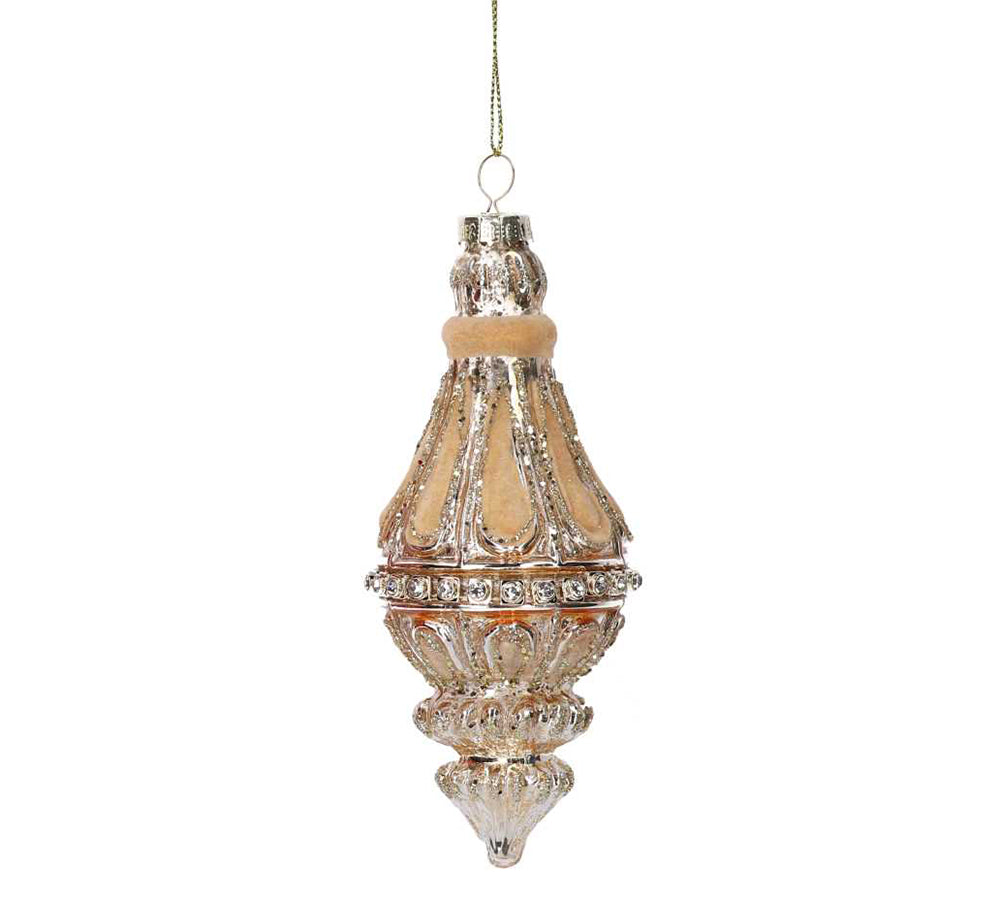Palla Vetro Oro Retrò Da Appendere Decorazione Addobbi Natale
