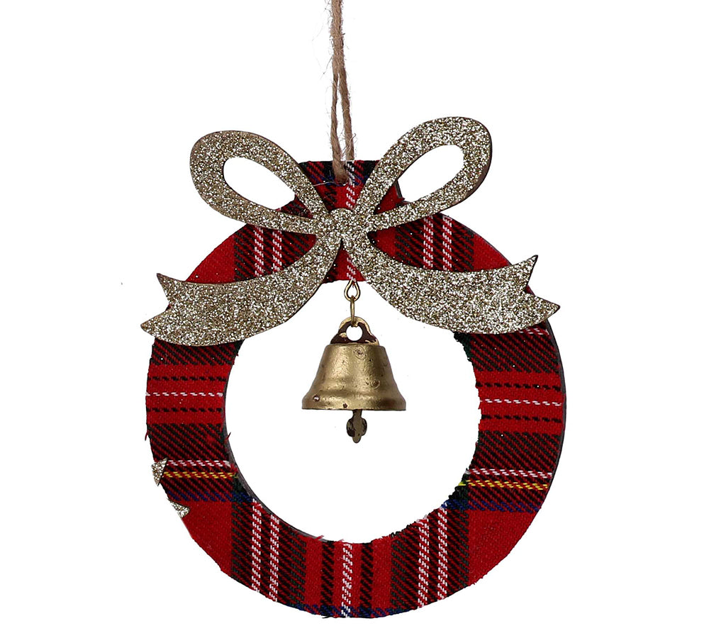 Mini Coroncina Tartan Campana Decorazioni Addobbi Natale