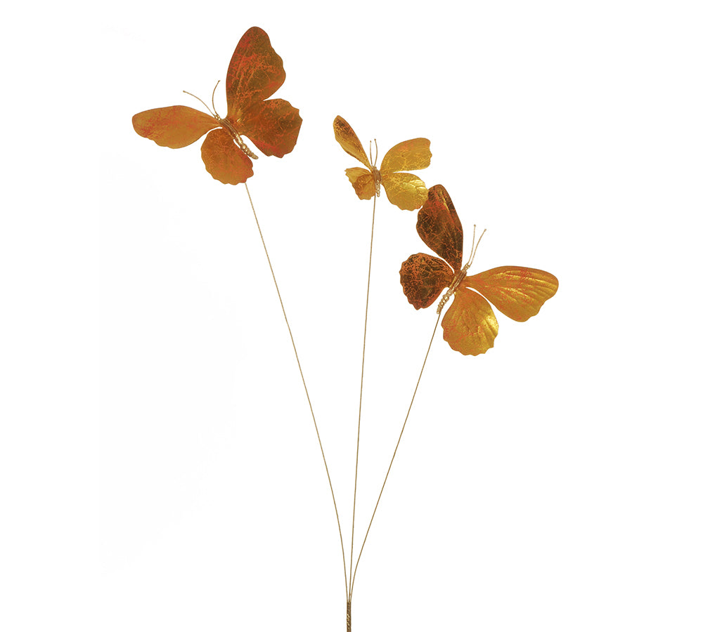 Ramo 3 Farfalle Metallizzate Decorative Composizione Natale