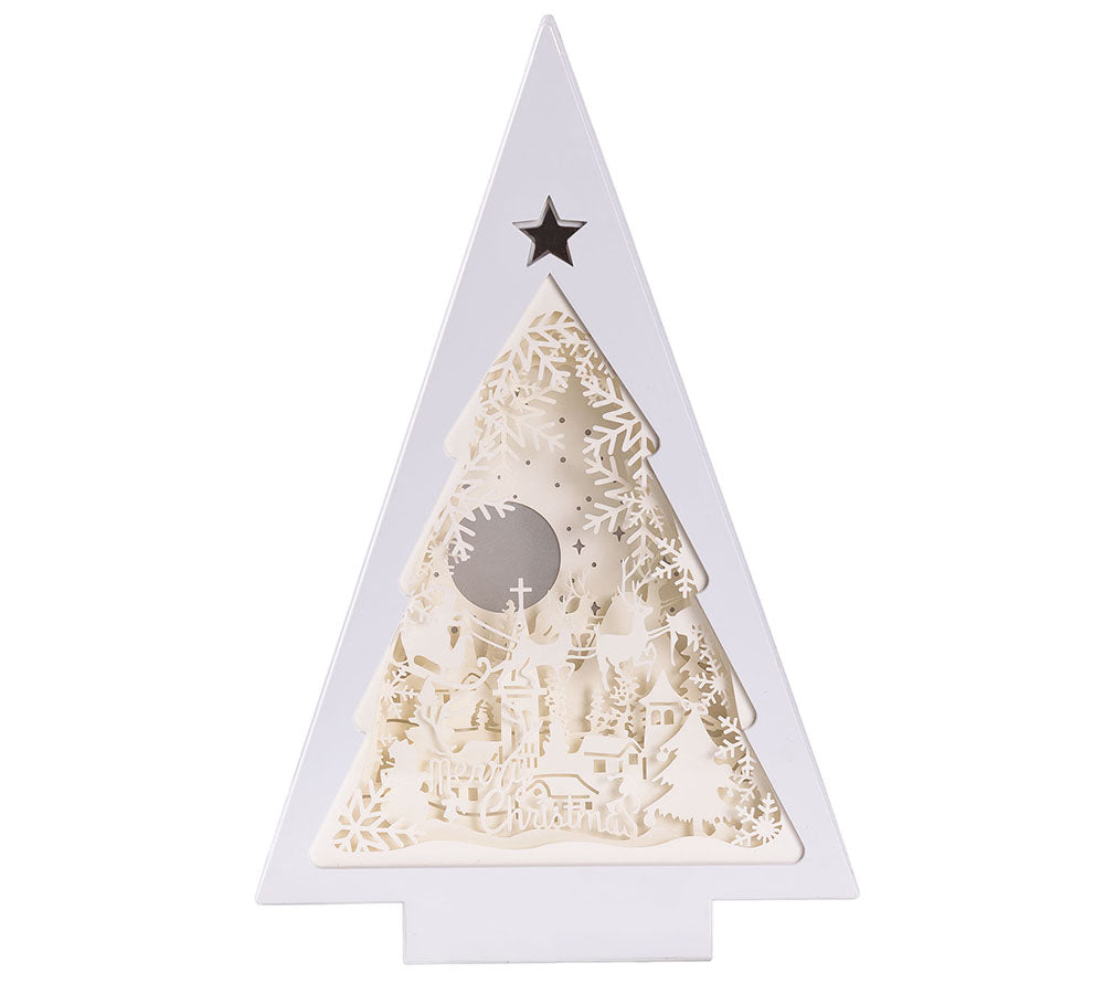 Albero Paesaggio Papercut Luci H 25 Addobbi Decorazioni Natale