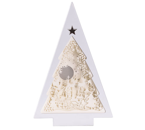 Albero Paesaggio Papercut Luci H 25 Addobbi Decorazioni Natale