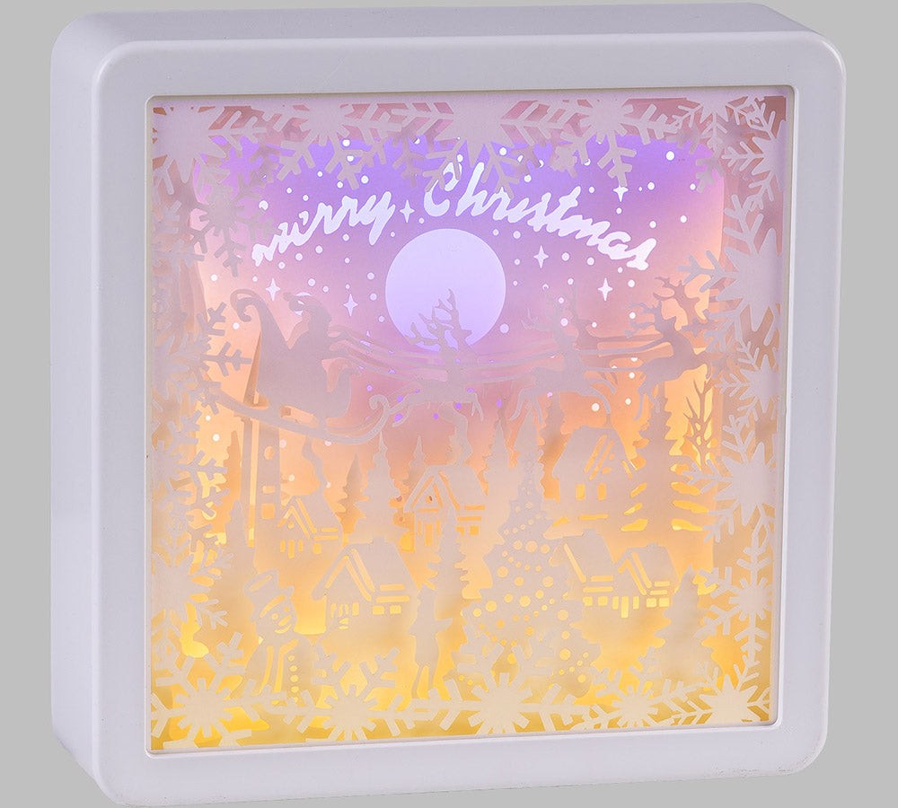 Quadro Paesaggio Papercut Luci 16x16 Addobbi Natale