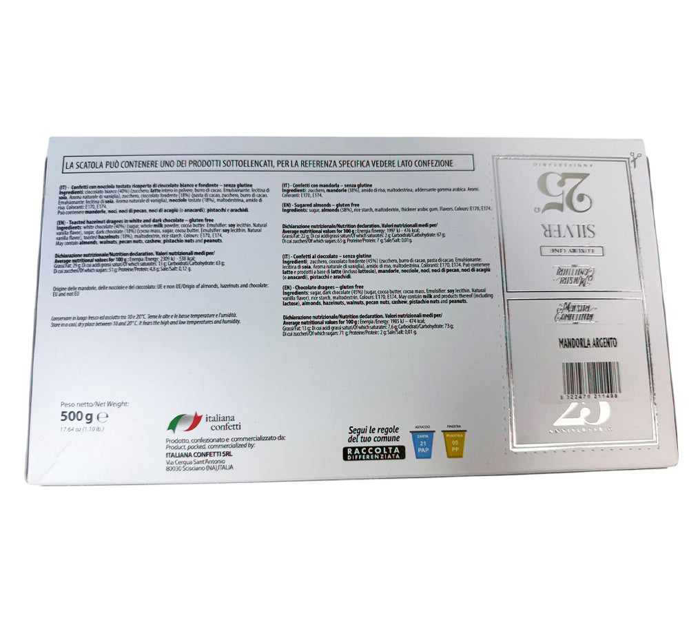 Confetto Mandorla Argento Gr 500 Maxtris Nozze Matrimonio