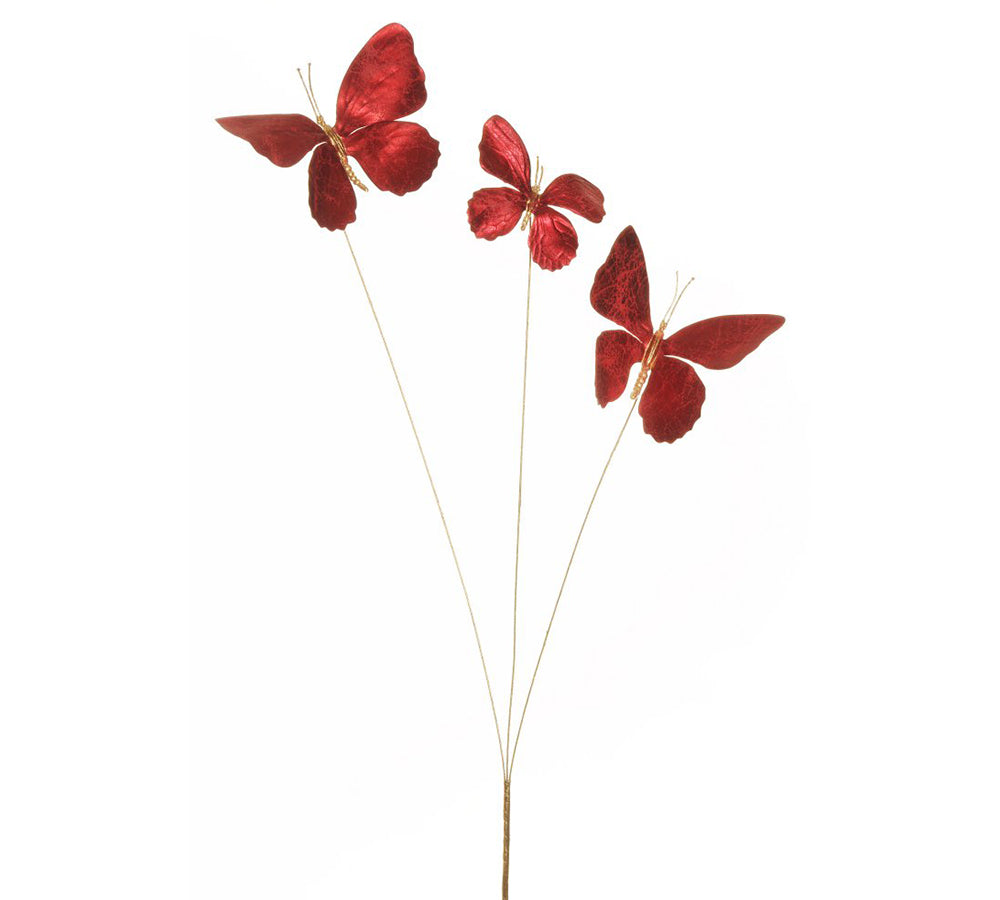 Ramo 3 Farfalle Metallizzate Decorative Composizione Natale