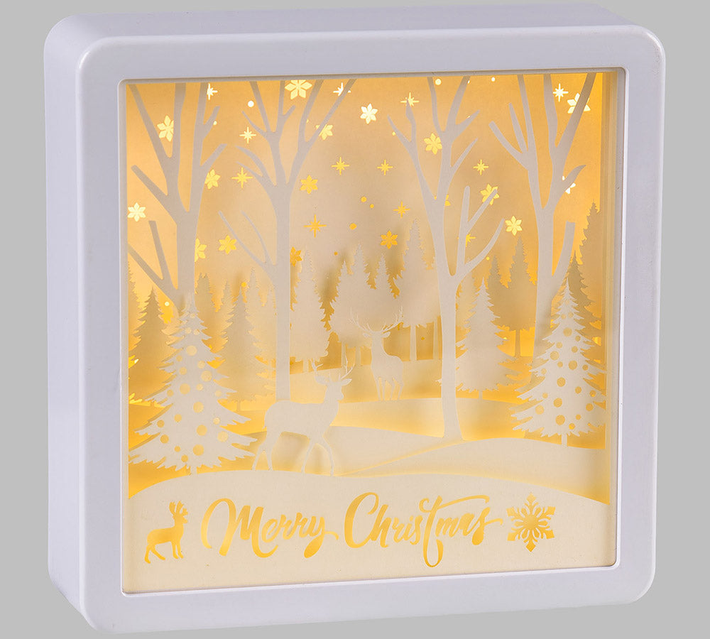 Quadro Paesaggio Papercut Luci 16x16 Addobbi Natale