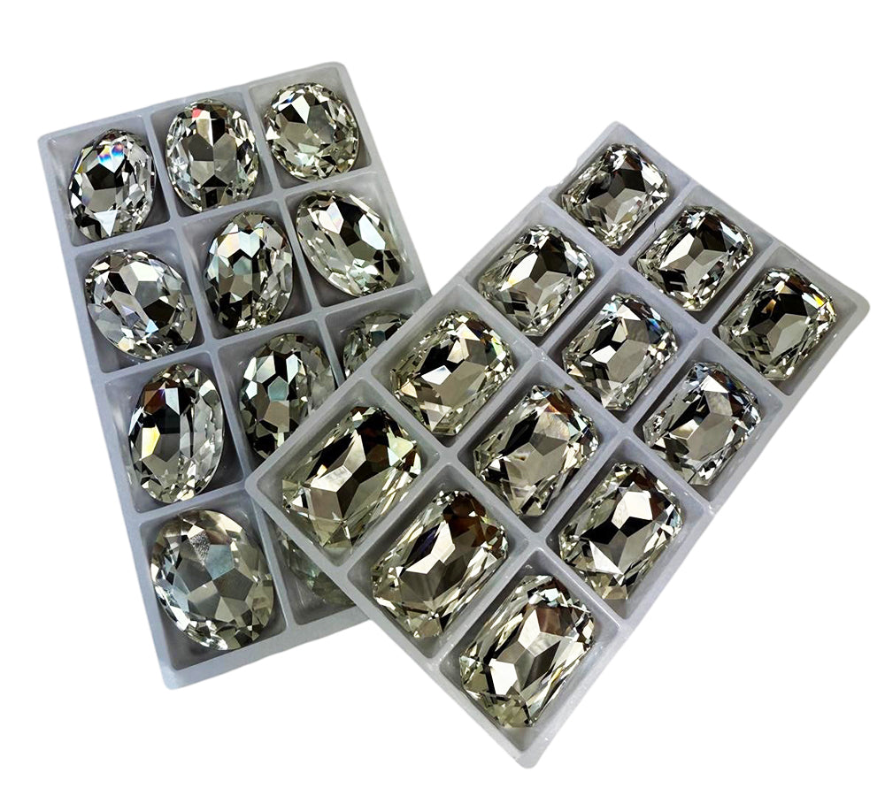 Strass 3x2 Ovale Rettangolare Pz 12 Decorazioni Addobbi Cerimonia
