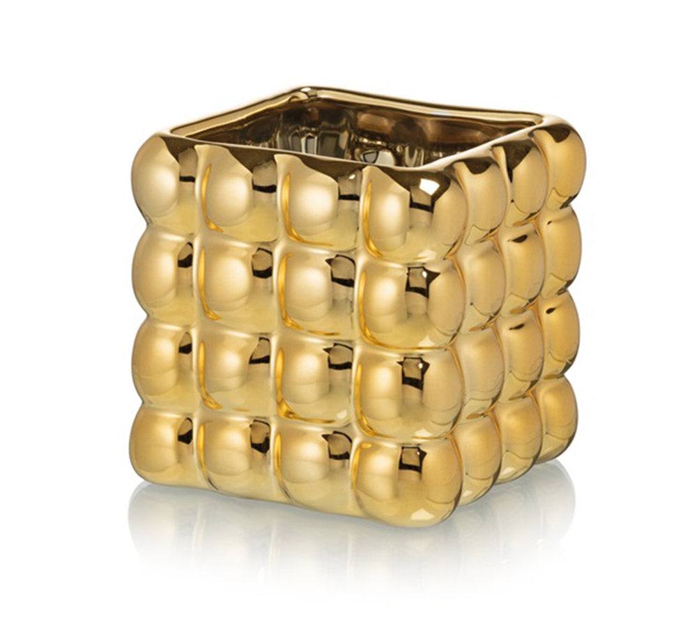 Bubble Cube Gold 11,5x11,5x11,7 Decorazione Composizione Floreale