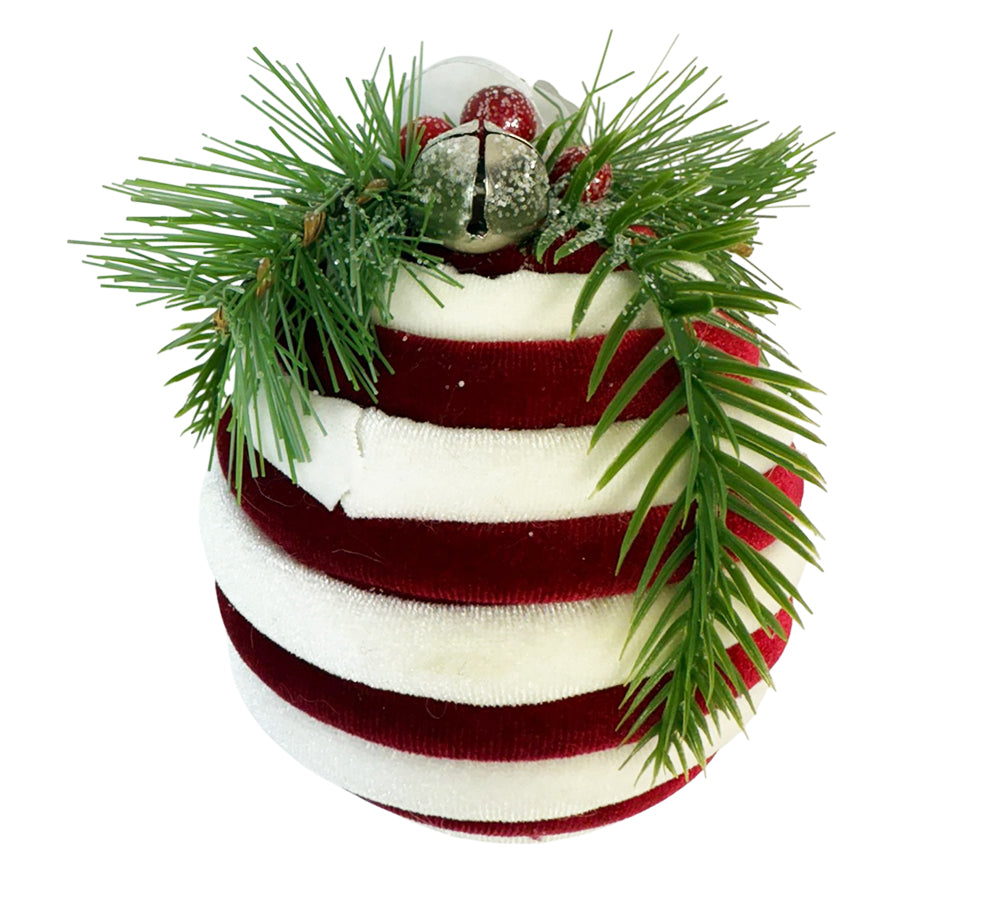 Palla Velluto Decorativa Rossa Bianca D 10 Addobbi Natale