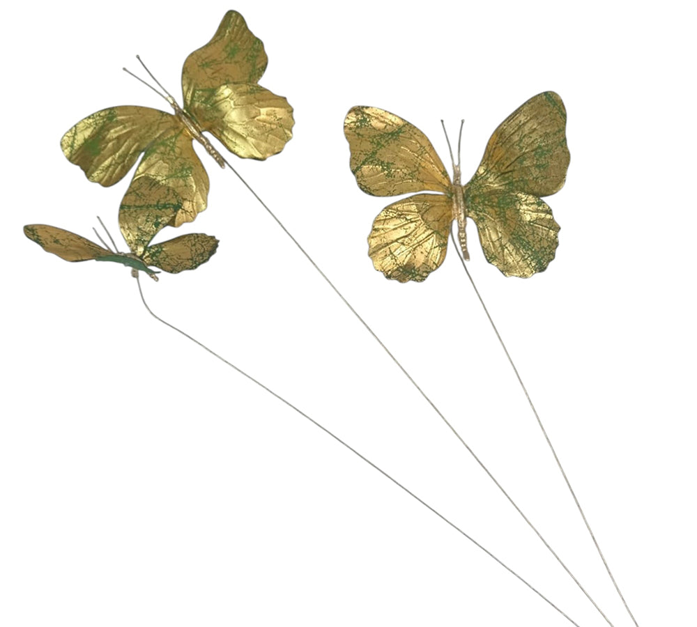 Ramo 3 Farfalle Metallizzate Decorative Composizione Natale