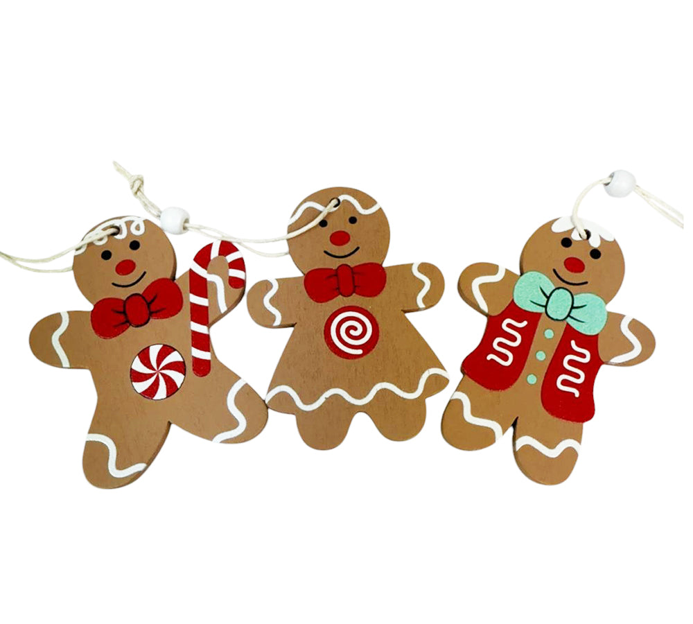 Biscotti Legno Pan Di Zenzero Pz 6 Decorazioni Appendere Addobbi Natale