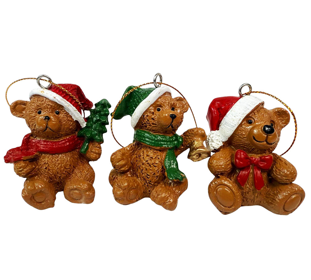Orsetto Resina 6 Pz Addobbi Natale Decorazioni Albero