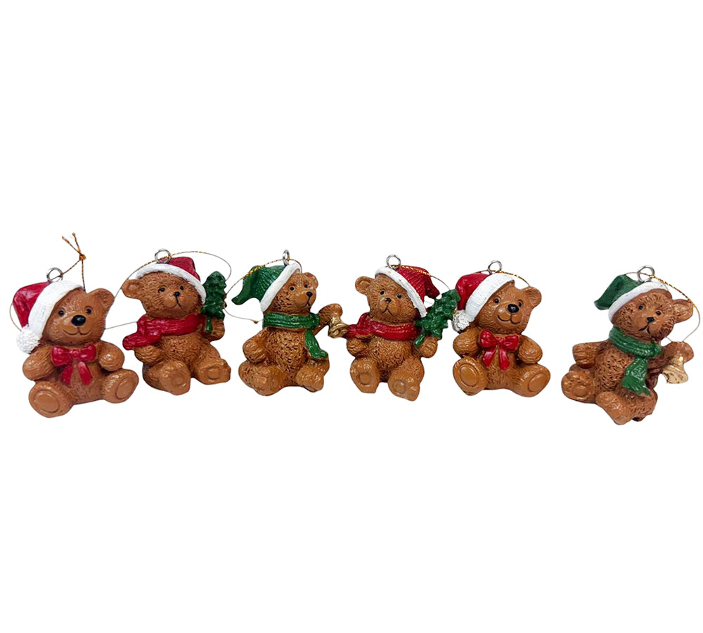 Orsetto Resina 6 Pz Addobbi Natale Decorazioni Albero