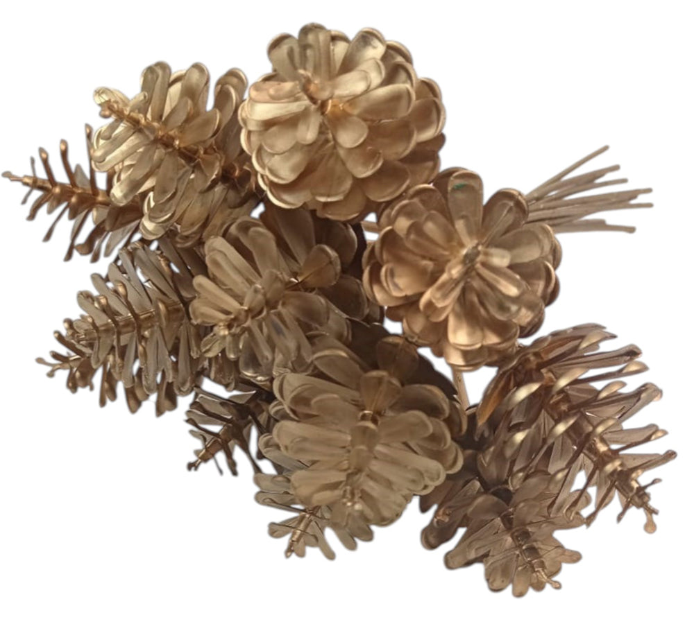 Pick Pigne Artificiali Oro D 4,5 Pz 12 Decorazioni Addobbi Natale