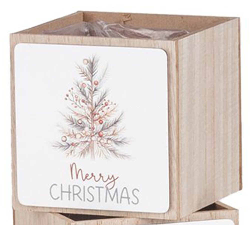 Cassetta Legno Natale 12x12x12 Composizione Floreale Addobbi