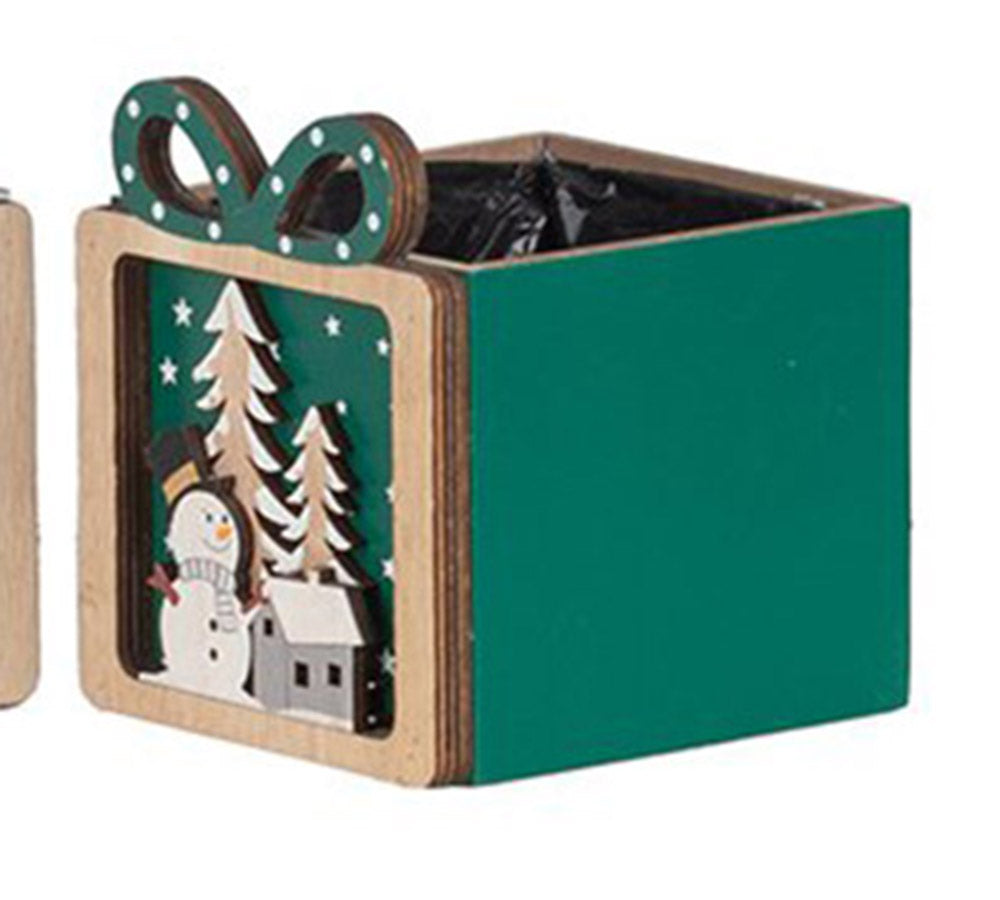 Cassetta Paesaggio Quadra 11,5x12,5x13,5 Decorazioni Natale