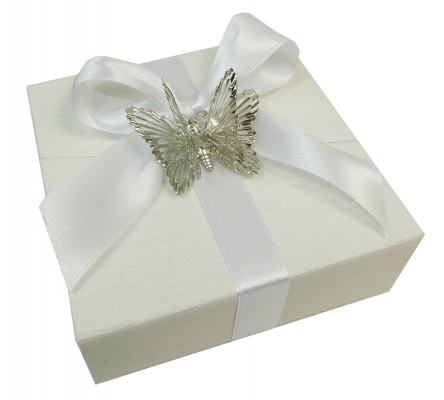 Bomboniere Matrimonio Scatolina Goffrata Piccola Applicazione Farfalla