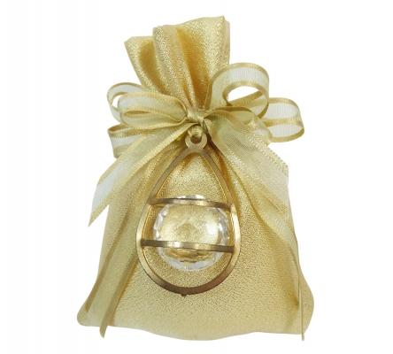 Bomboniere Matrimonio Nozze Oro Sacchetto Pendaglio Pietra Strass