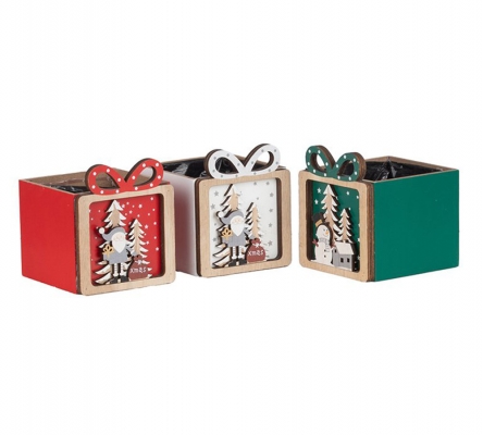 Cassetta Paesaggio Quadra 11,5x12,5x13,5 Decorazioni Natale