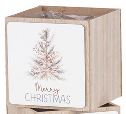 Cassetta Legno Natale 12x12x12 Composizione Floreale Addobbi