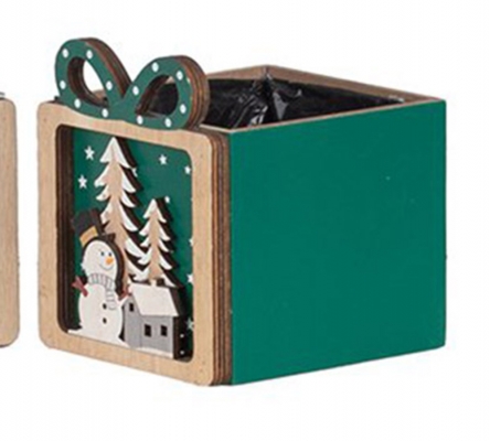 Cassetta Paesaggio Quadra 11,5x12,5x13,5 Decorazioni Natale