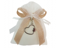 Bomboniere Matrimonio Sacchetto Organza Applicazione portachiavi Cuore
