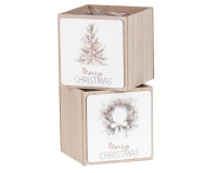 Cassetta Legno Natale 12x12x12 Composizione Floreale Addobbi