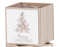 Cassetta Legno Natale 12x12x12 Composizione Floreale Addobbi